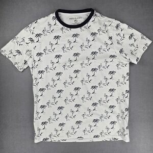 Free Planet Shirt Men Large Flamingo Palm Tree Print Short Sleeve Casual Tee Aop